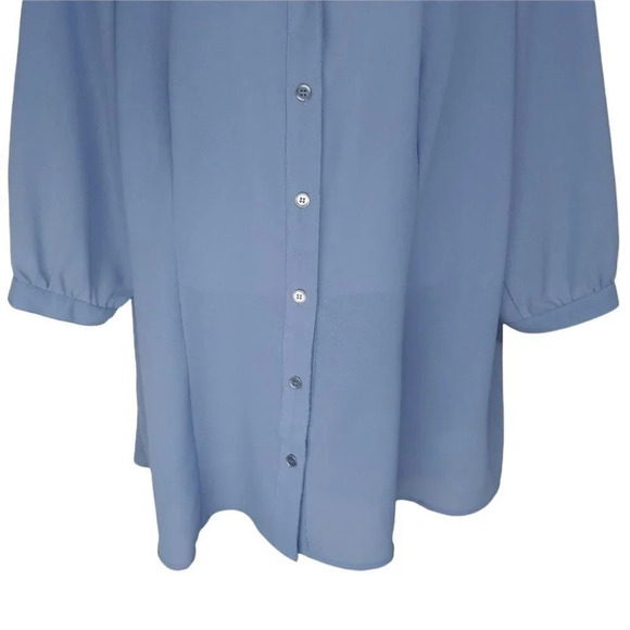 Claire France  3/4 Length Sleeve Button Down Blouse Blue 14 - Picture 3 of 9